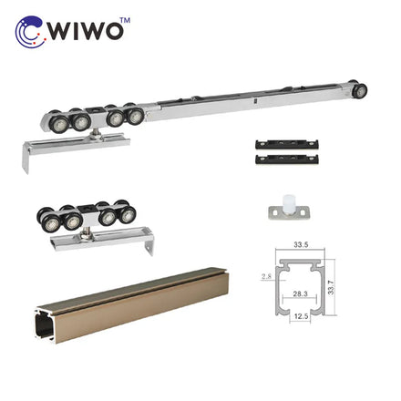 Weiwo Modern Finished Heavy Duty Sliding Door Roller Tracking System for Kitchen Solid Wood 100kg Capacity for Polymer Doors