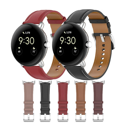 Business Style Premium Leather Strap Bands for Google Pixel Watch Metal Connectors Adapter Watch Bands for Man Women