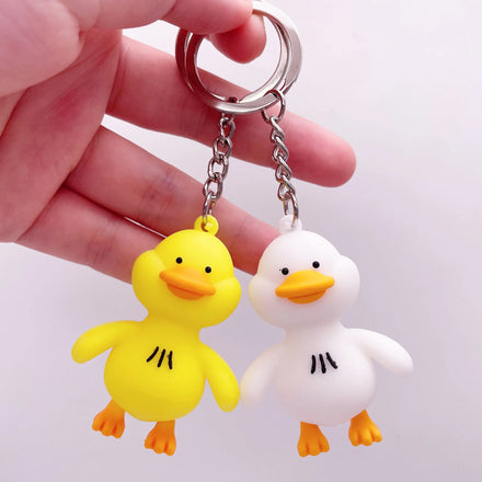 Funny Cute Little Yellow Duck Rubber Key Chains Eco-Friendly Durable for Women and Men Couple Car Backpack Pendant Accessory