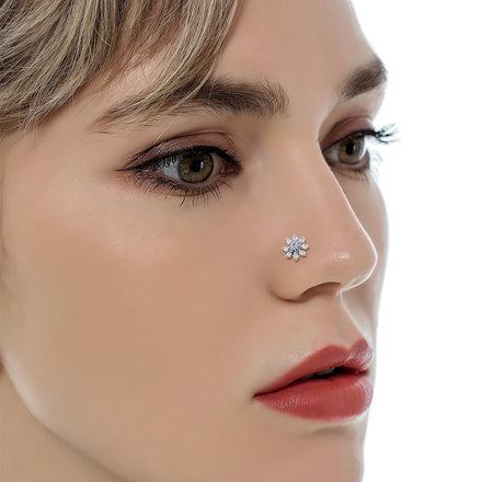 ZF Best Selling Stainless Steel L-Shape CZ Nose Stud Children's Engagement Piercing Jewelry Zircon Christian Nose Piercings