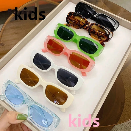 Boyarn Children Cute Vintage Square Rectangle UV400 Outdoor Girls Boys Sweet Sun Glasses Classic Kids Sunglasses