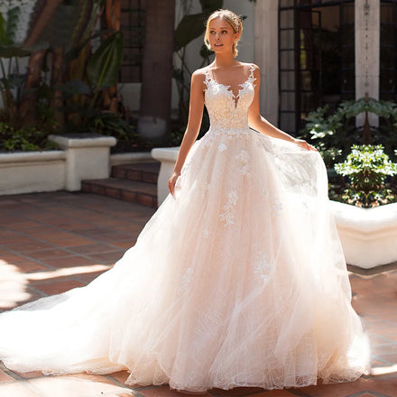 AL1282 Light Wedding Dress 2022 New Deep V -neck Mori Lace Elegant Slim Tail Bride Boho Wedding Dress Lace Bridal Gown