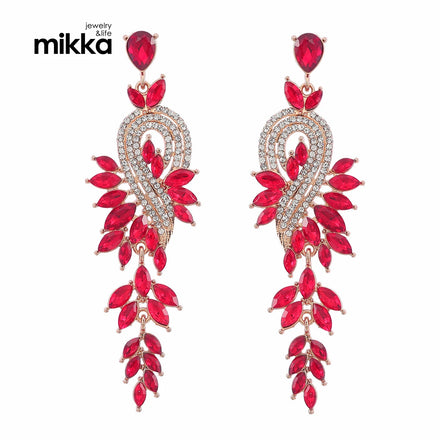 European and American Fashion Geometric Tassel Exaggerated Crystal Alloy Set Auger Glass Designer Earrings Fashion Bran