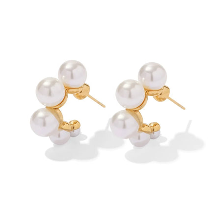 Non Tarnish Stainless Steel Big Freshwater Pearl 18k Gold Platted Earrings Gold Studs Clip On Earrings Gold Pearl Earring