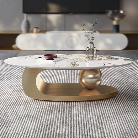 Modern Luxury Living Room Coffee Table Large Size Oval Design Home Furniture