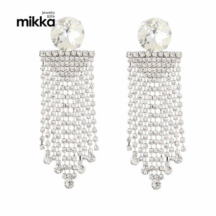 Super Sparking Statement Rhinestone Long Tassel Earrings Large Crystal Rhinestone Tassel Earrings for Women