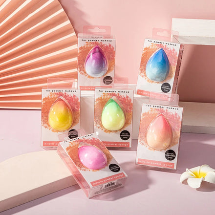 New Hot Sell Makeup Tools Customized Logo Soft Wholesale Two Color Gradual Dry and Wet Makeup Powder Puff