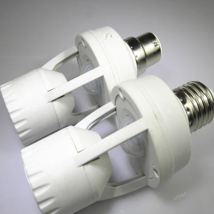 Infrared Human Body Sensor LED Light Holder E27/B22 Screw Converter Socket with TUV/CE Certification 5-Year Warranty PC Material