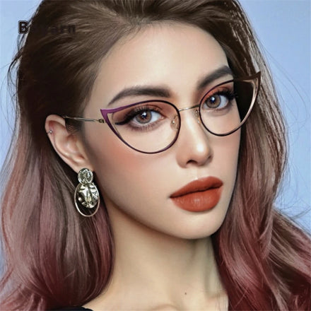 Boyarn Ins Popular Cat Eye Glasses Frame Women Blue Light Optical Glasses Sexy Red Green Metal Eyeglasses Frame for Ladies