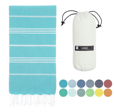 100% Cotton Prewashed Quick Dry Turkish Beach Towel with Sand-Free Floral Pattern Includes Beach Bag
