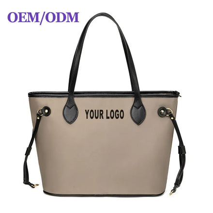 Vintage Large Capacity Oxford Cloth Ladies Handbag Shoulder Tote Hand Bags Waterproof Leather Women Bag