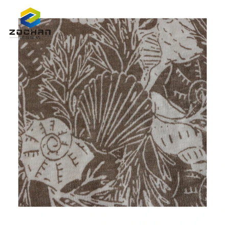 Hot Selling 55%45% Linen Viscose Shells Printed Jersey Fabric for Women Dress Garment