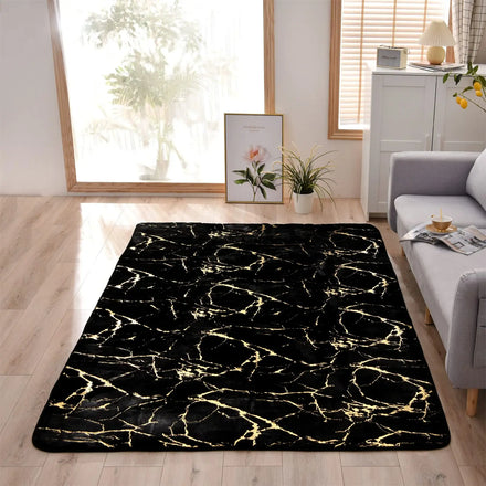 Custom Luxury Rabbit Fur Carpet Gold Foil Plush for Living Room and Bathroom Machine Made