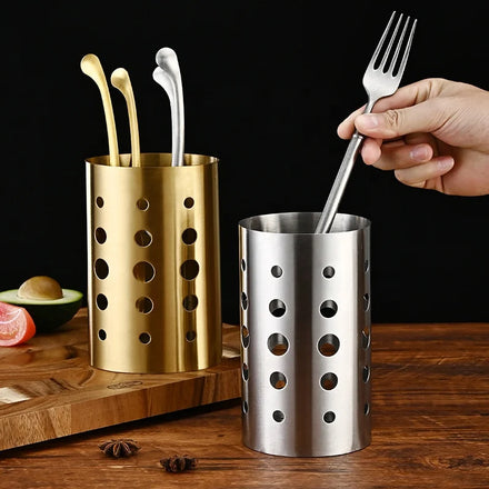 Stainless Steel Chopstick Cage Hanging Basket Cutlery Holder Gold Tableware Drainer Storage Rack Kitchen Accessories Organizer
