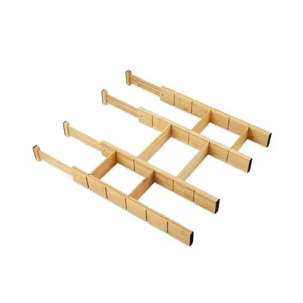 Adjustable Bamboo Organizers for Drawers Kitchen Drawer Dividers with Inserts and Liner