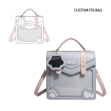 Customized Design with Transparent Windows and Power Strips Preppy Style Ita Shoulder Backpack Bag