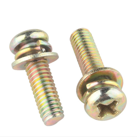 China Factory Super Color Zinc Carbon Steel Threaded Rod M30 Cross Slotted Pan Head Screws With Washer