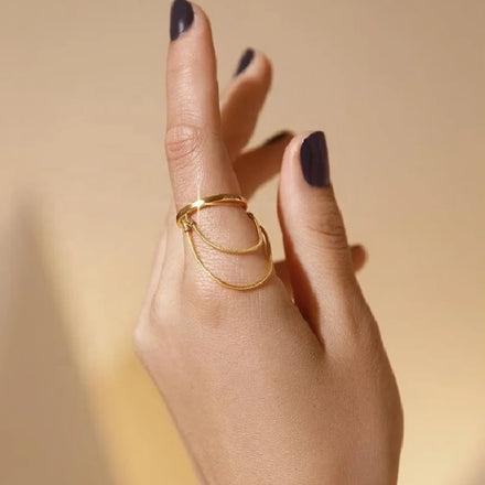 Ins Trendy Minimal Jewelry Stainless Steel Fine Jewelry 18k Gold Plated Ring Twist Chain Ring Irregular Rings for Girls