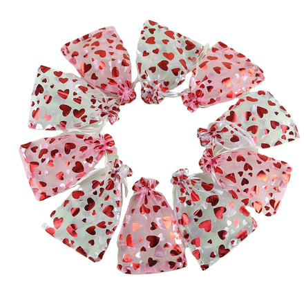 Valentines Organza Love Heart Gift Bags Organza Drawstring Bags