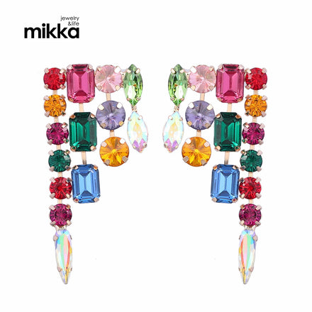 Factory Direct Boho Shiny Rhinestone Jewelry Colorful Earrings for Women