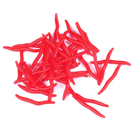 Wholesale SO116 4cm 50pcs/bag Artificial Soft Plastic Baits Red Worm Shape Fishing Lures