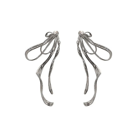 Korean Fashion Bow Design Ear Stud with Zircons for Women Earring Jewelry