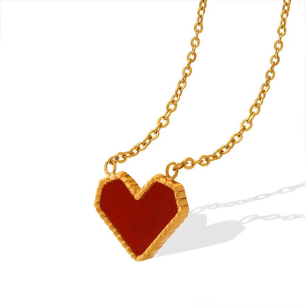 French Red Peach Heart Love Clavicle Necklace Gold Silver Stainless Steel Jewelry 18k Gold Heart Necklace Women's Necklace