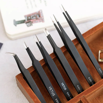 Anti-Static Stainless Steel Tweezers Black Slim Pointed Precision Journal Tape Sticker Tool Small Accessories 6 Options
