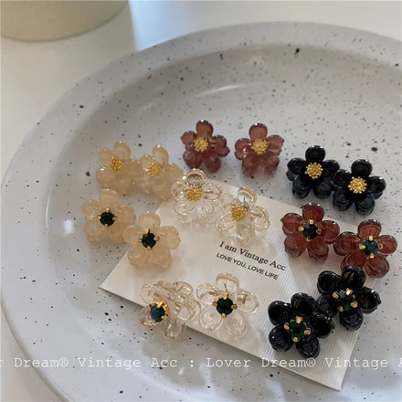 Vintage Geometric Small Flower Hair Clips for Girls Haarschmuck Good Quality Green Babies Hair Clips Mini Flower Hair Clip