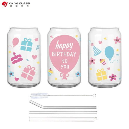 Hot Sale Crystal Tumbler Cups Mugs Drinking Glasses 16oz Can Shaped Milk Mugs Straws Contemporary Party Use Xinye XY-81