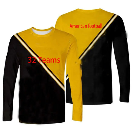 Unisex Men's Long Sleeve T-Shirt Custom Logo Sublimation Printing American Football Teams Knitted Fabric Made in America