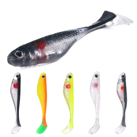 Wholesale SO119 8.8cm 5g 5pcs/bag Artificial Soft Plastic Baits Fishing Lures with T Tail