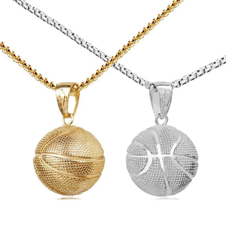 Fashion Trendy Hip Hop Sports Cuban Link Chain Clubs Disco Necklace Stainless Steel Large Basketball Pendant Necklace