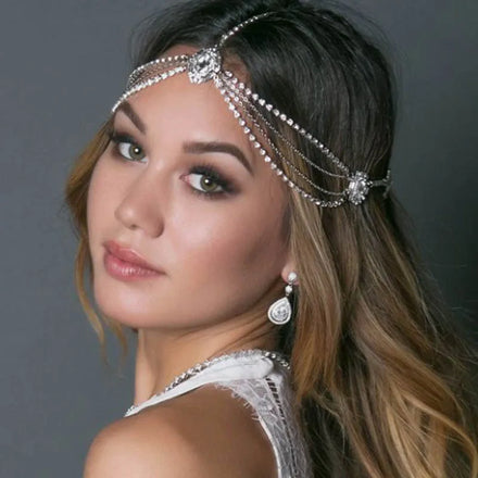 Fashion Multi-layered Rhinestone Forehead Hair Accessories Hair Chains Tassel Chain for Women