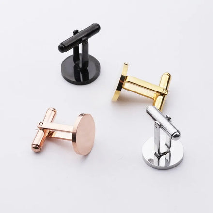 Wholesale Custom Logo Stainless Steel 15mm Mirror Polish Cufflinks for Wedding Party Gift Unisex Luxury DIY Jewelry Making