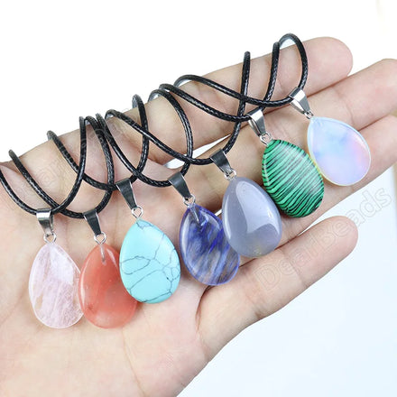 Natural Teardrop Crystals Pendant Genuine Stone Gemstone Pendants Charms for Jewelry Making