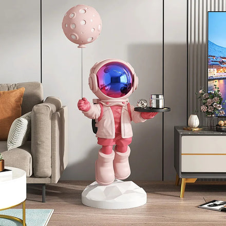 Hot Sell Lift Size Large Astronaut With Balloon Resin Sculpture Astronaut Tray 80CM for Housewarming Gift Sculpture