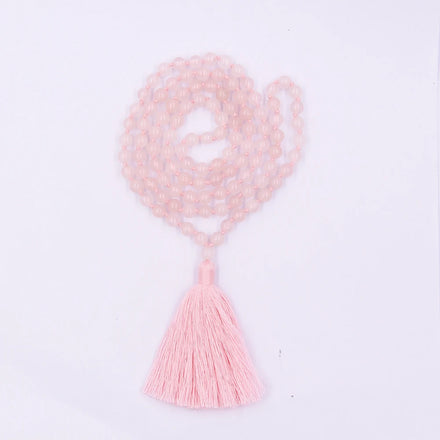 Natural Healing Classic Crystal Stone 108 Prayer Yoga Meditation Rose Quartz Beads Mala Necklace with Beaded Bracelet