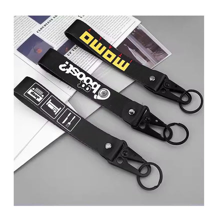 Custom Lanyard Fabric Keychain Motorcycle Eagle Buckle Label Keychain Custom Cartoon Logo Short Wrist