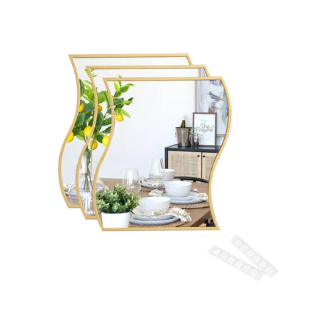 Jinn Home Modern 3 PCS Wall Mirror Set Gold Black Decorative Bathroom Glass Mirrors Christmas Style Plastic Box Packing