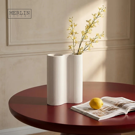 Merlin Living Color Porcelain Vase Minimalist Line Flower Vase Decoration for Modern Home Decor Ceramic Vase
