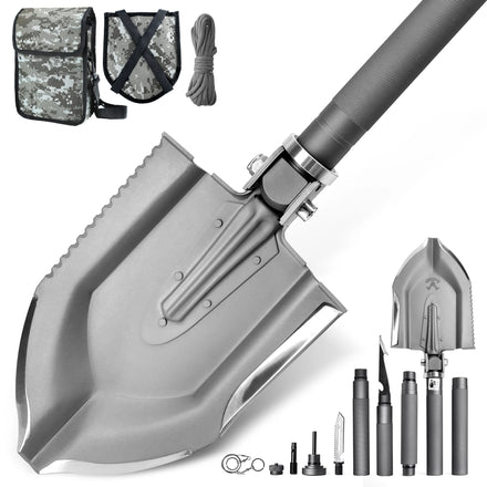 Zune Lotoo Camping Shovel Folding Multitool 18 in 1 Tactical Shovel Survival Kit High-Carbon Steel Camping Gear Outdoor