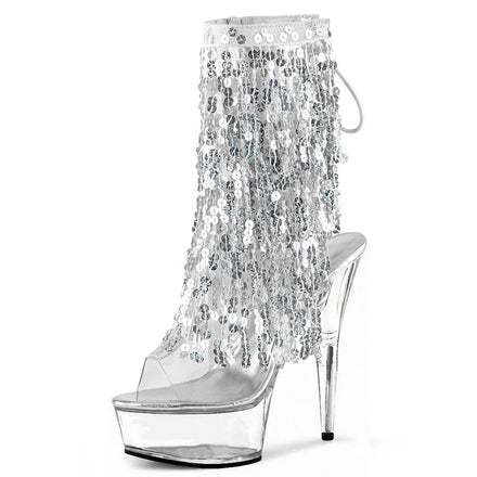 6 Inches Fashion Exotic Dancer Boot Platform Boots Bling Sequin Fringe Ankle Boots Nightclub 15cm Stripper Heels Peep Toe Gothic