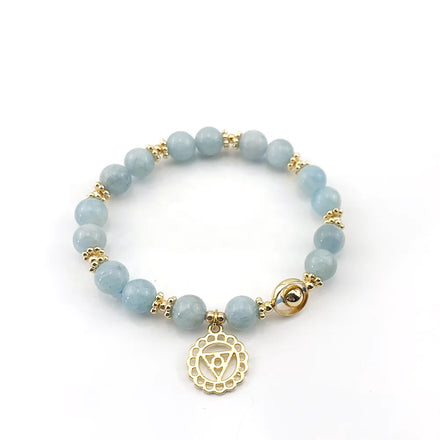 Wholesale Natural Crystals Healings Stone Energy Gemstone Quartz 7 Chakra Aquamarine Beaded Bracelet Crystal for Sale