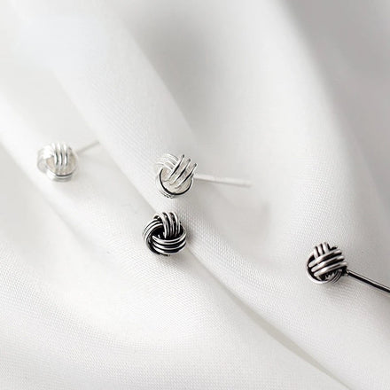 925 Sterling Silver Woven Knot Stud Earrings Thai Silver Earrings Women Fine Jewelry Fashion Earrings Wholesale