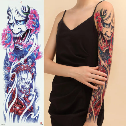 In Stock Full Arm Temporary Tattoo Stickers Cool Design Body Women Men Makeup Waterproof Skull Printing Fake Temporary Tattoo