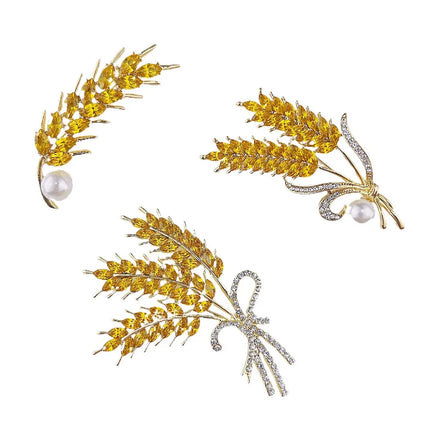Factory 2025 Hot Sale Brooch Pin New Golden Ear Rhinestone Brooch Fashion Beautiful Brooch Pin for Women