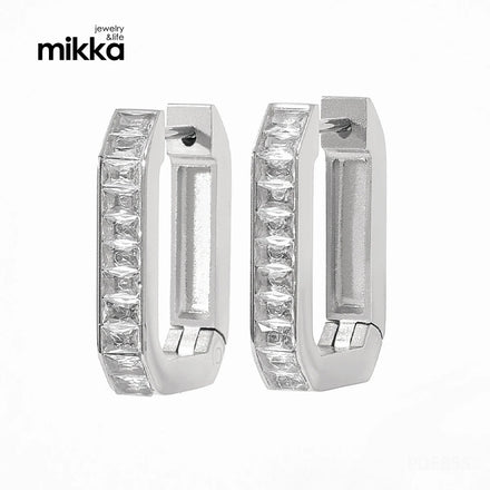Rectangle Diamond Jewelry Gold Hoop Earrings 18k Gold Fashion Jewelry Stainless Steel Women Earrings