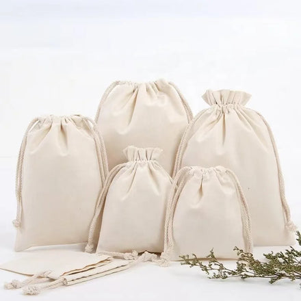 Wholesale Disposable Canvas Cotton Drawstring Shoe Bags with Screen Printing Cloth Dust Bag