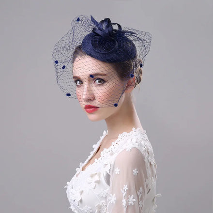 Fashion Women Wedding Party Retro Elegant Linen Large Mesh Vintage Flower Party Hair Decoration Bride Hat